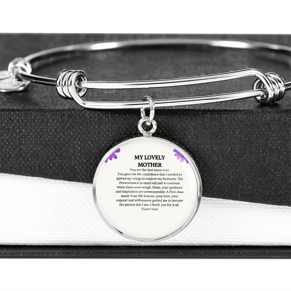 Personalized Mum Circle Bangle / Bracelet | Mother's Day Gift With Lovely Message | To Mum From Son / Daughter | Love Gifts For Mum / Women