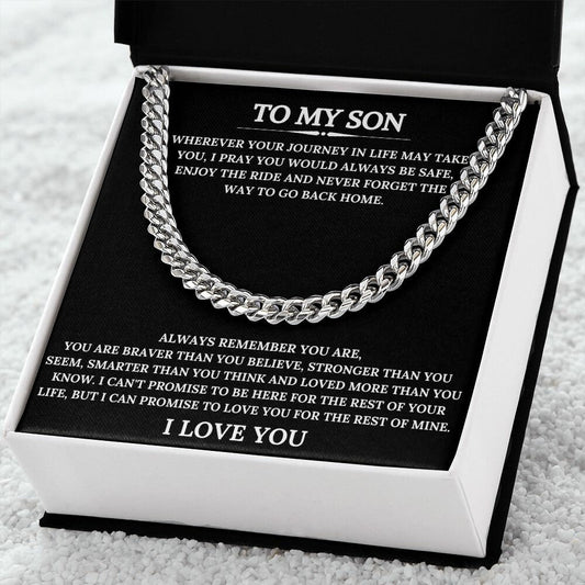 Cuban Link Chain | Gift For Him| Message Card Gift For Son | Trendy Cuban Link Chain | Jewelry Gift For Him | Sentimental Gifts For Son